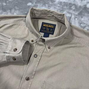 Woolrich John Rich & Bros Men’s Shirt Long Sleeve Khaki Button Down Size XL